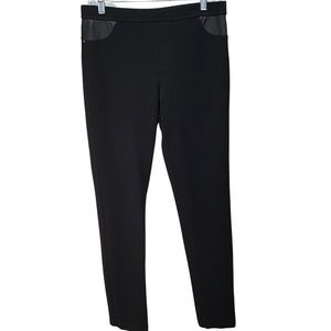 DKNY Knit Leggings with Faux Leather Charcoal Size M